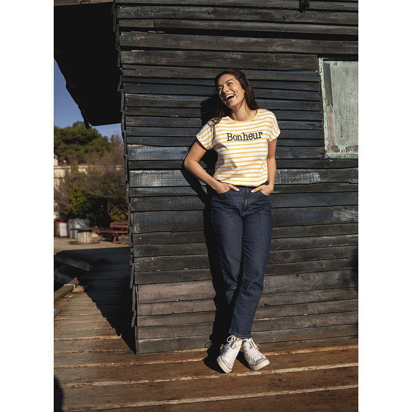 T-shirt marinière à manches courtes de grossesse 