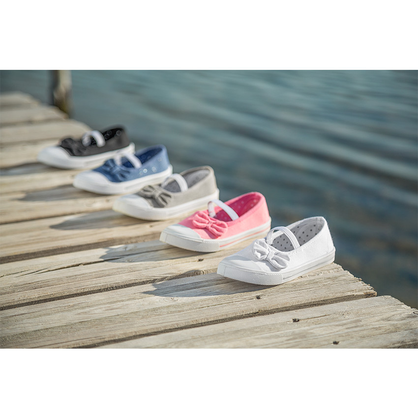 Babies en toile à élastique et nœud pour bébé fille 