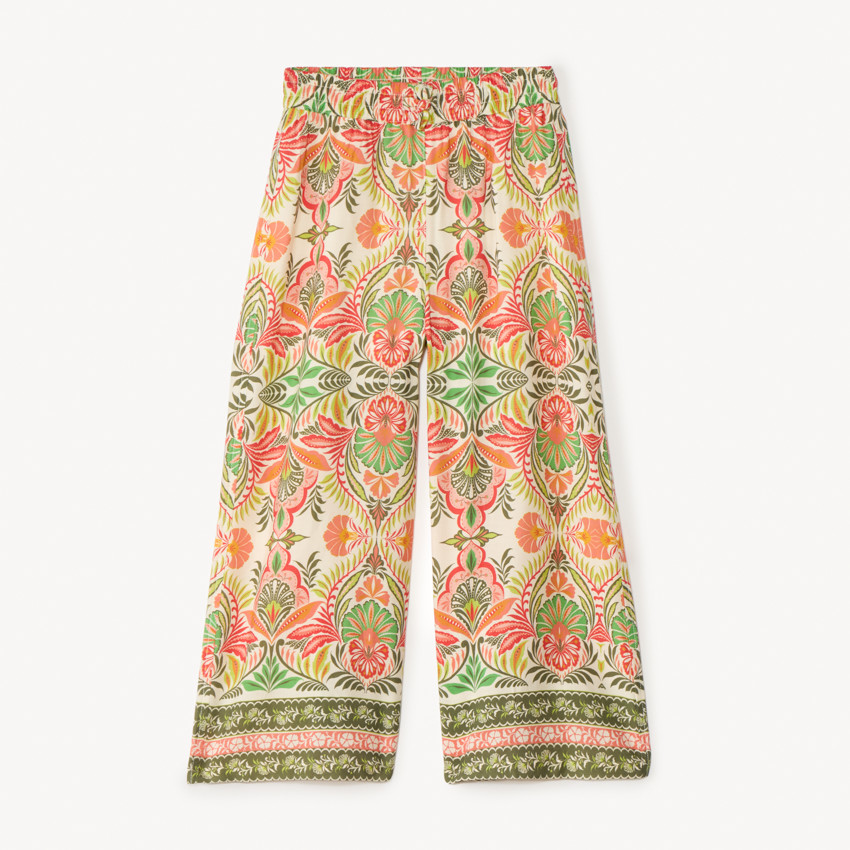 Zwarte en luchtige broek met fantasiedruk voor meisjes 