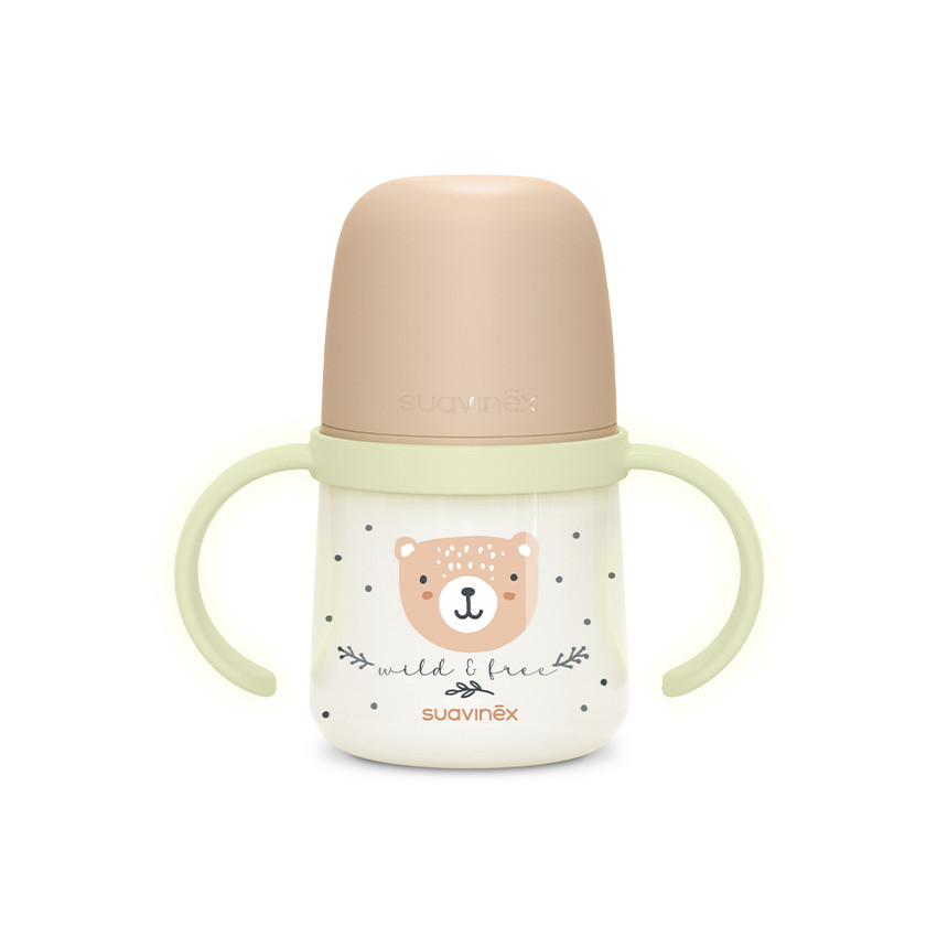 Biberon à anses 150ml Wild&Free jour/nuit marron 