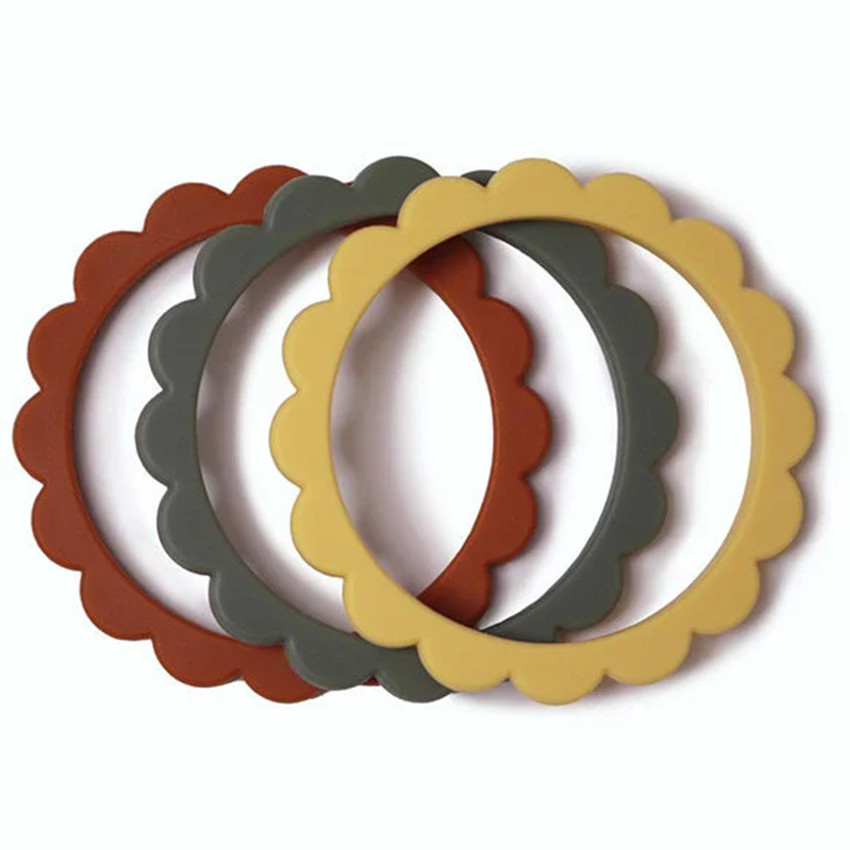 Anneau de dentition bracelet Fleurs Clay/Thyme/Sunshine 3pcs 