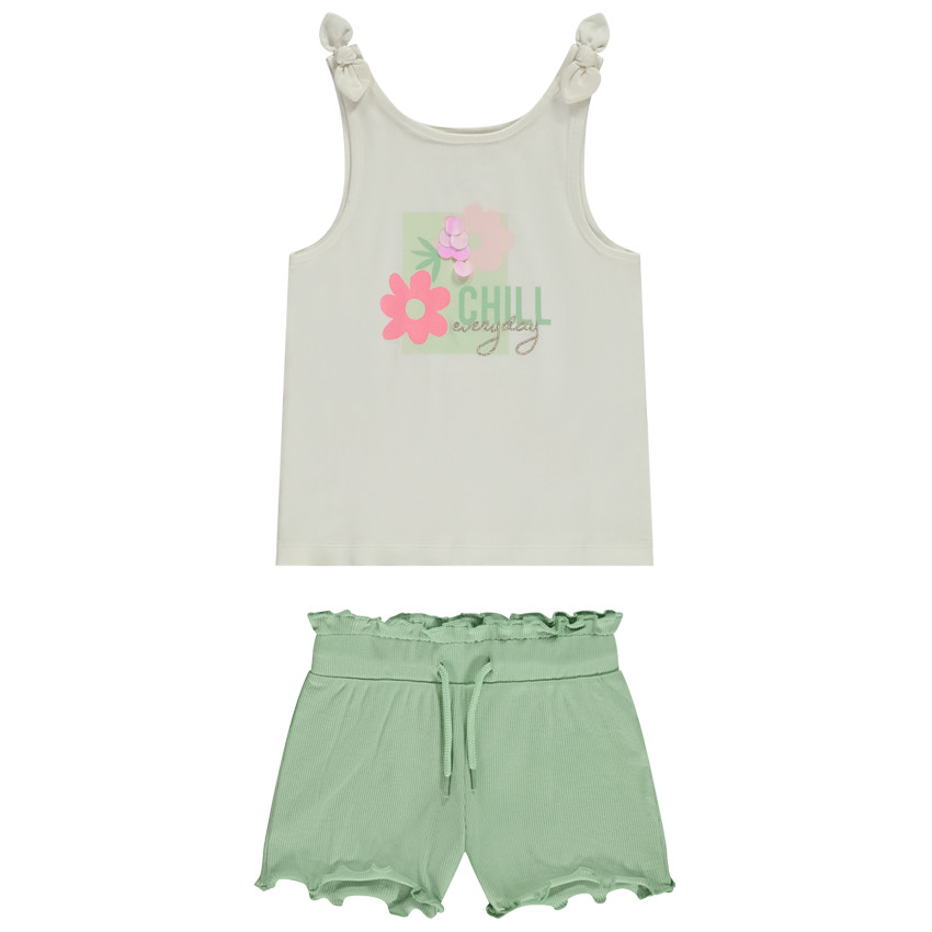 Twee-delige set met fantasietop met pailletten + borduursel voor meisjes 