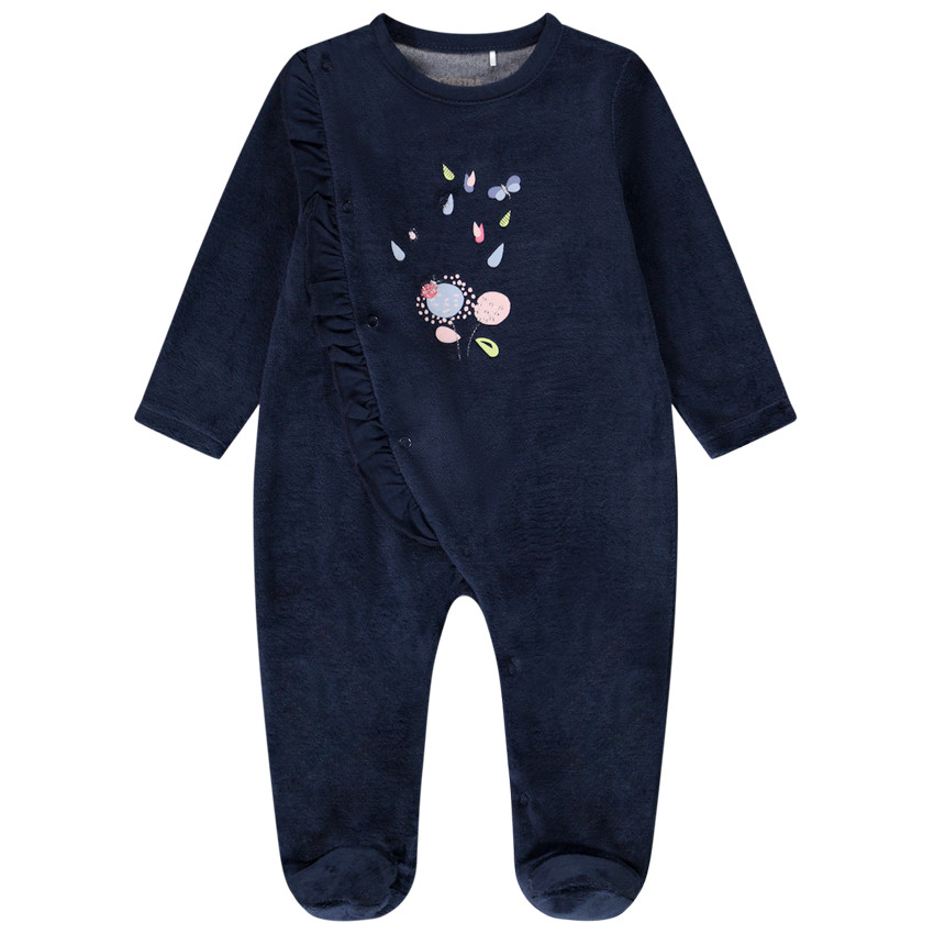 Pyjama van fluweel voor meisjes met verschillende openingen afhankelijk van de leeftijd 