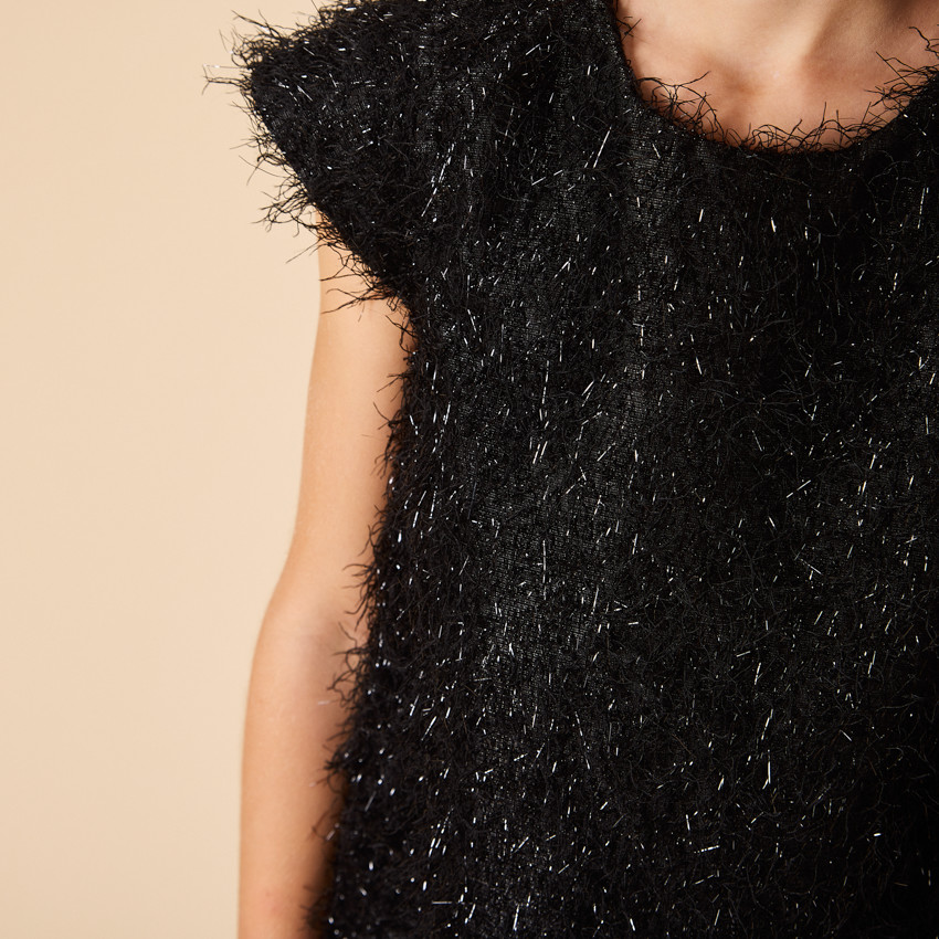 Robe de fête manches courtes à franges pour fille 