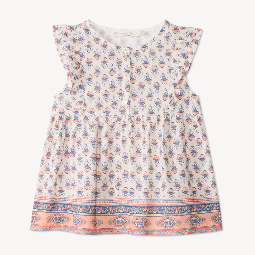 Tuniek met korte mouwen en bloemenprint voor meisjes 