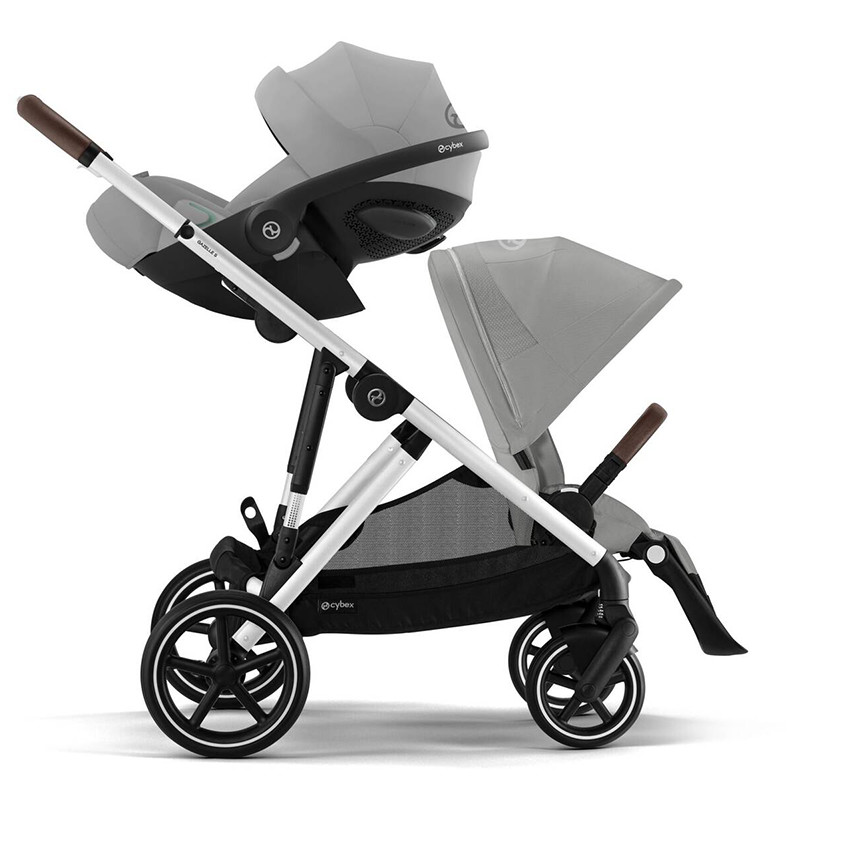 Poussette double avec panier Gazelle S silver/stone grey 