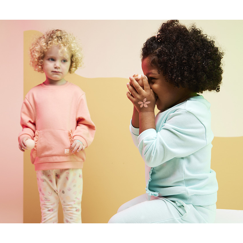 Sweat molleton à poche kangourou volantée pour bébé fille 