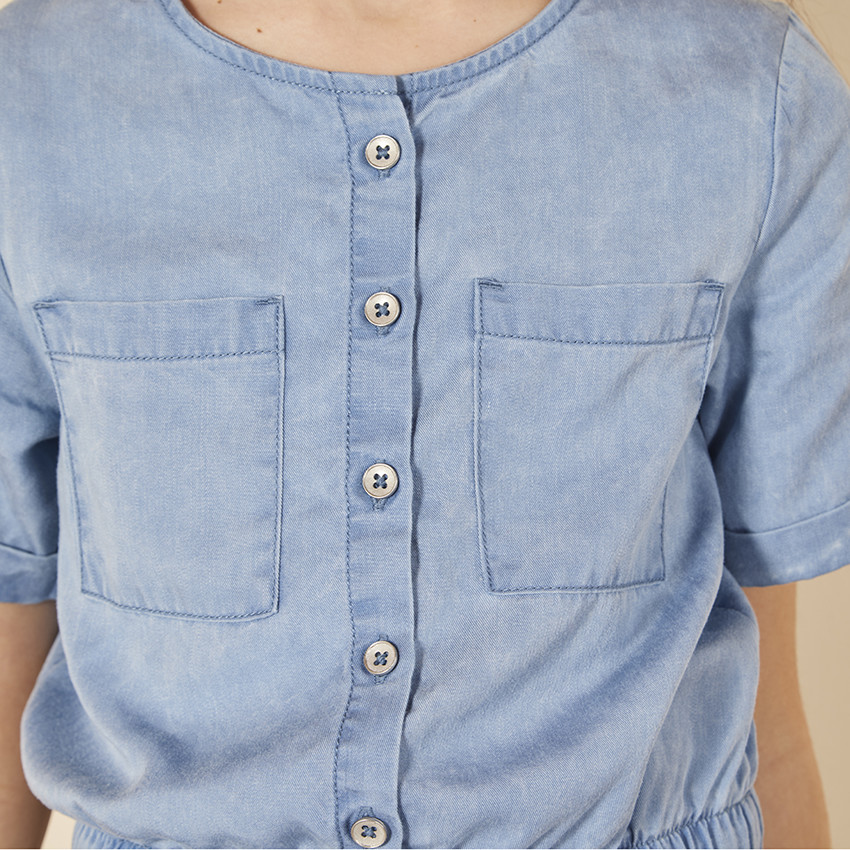 Robe manches courtes en toile fluide pour fille 