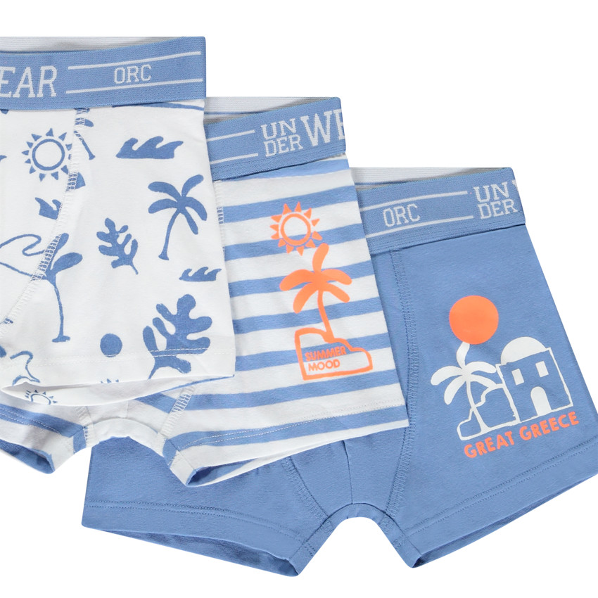 Lot de 3 boxers fantaisie motifs Grèce pour garçon 