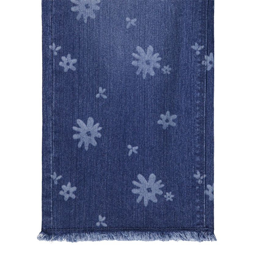 Jean flare en denim imprimé fleurs pour fille 