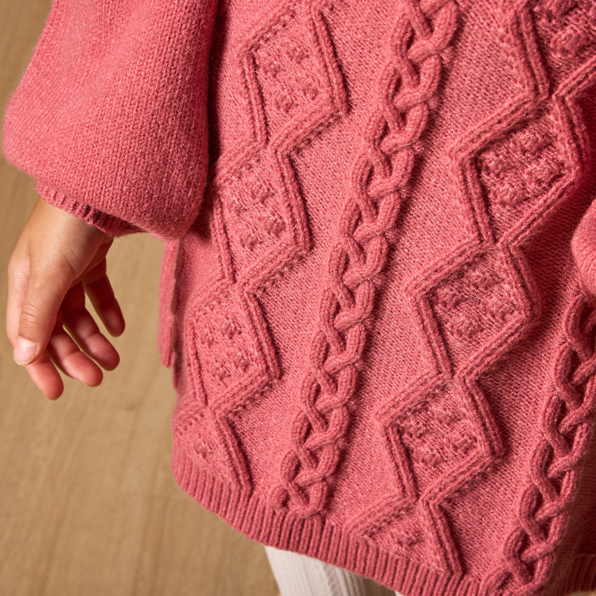 Lange mouwen gebreide jurk met ruches voor meisjes 