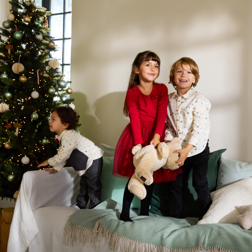 Feestjurk met lange mouwen en 2-in-1 effect met pailletten voor meisjes 