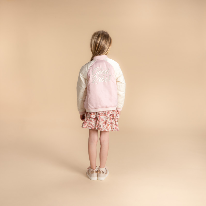Blouson teddy bicolore avec écriture brodée pour fille 