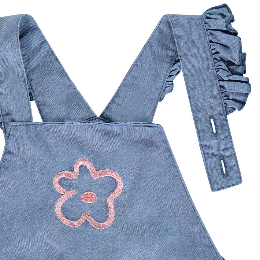 Korte jumpsuit met geborduurde bloem voor meisjes 