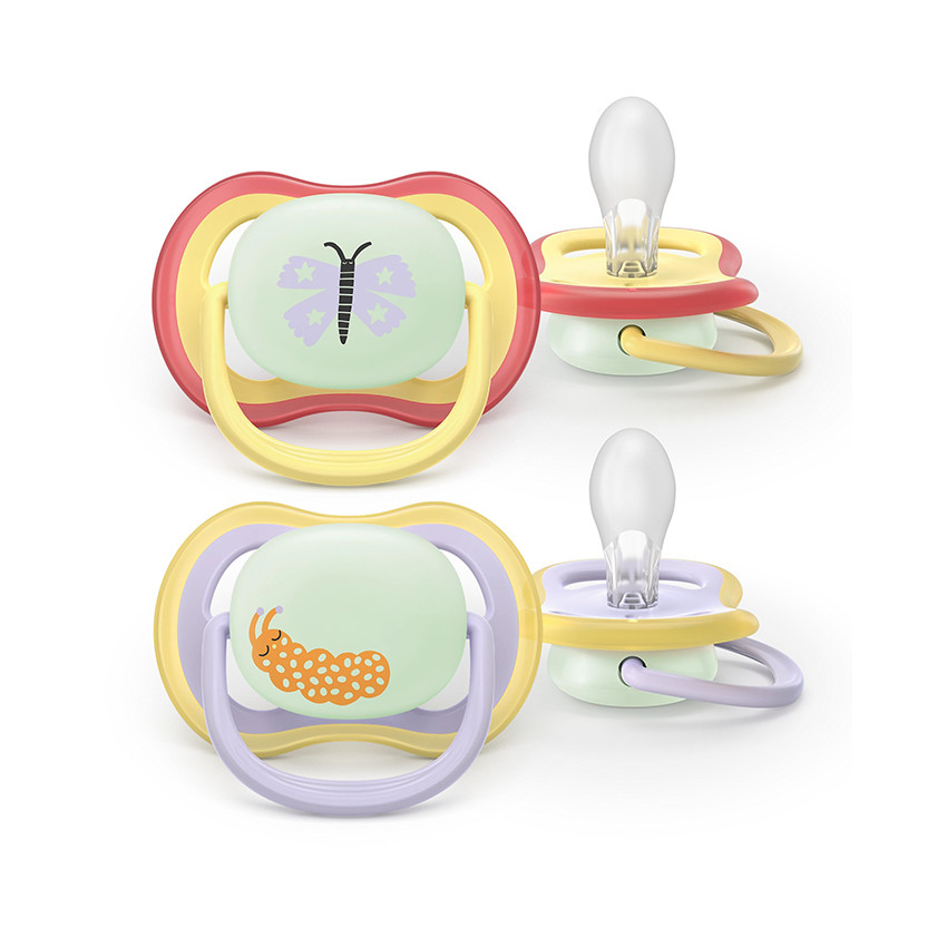 Fopspeen silicone Ultra Air Night 0-6m 2stks Mix - Kleur willekeurig 