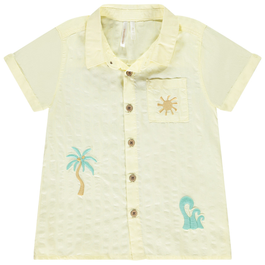Korte mouwen chemise met 3D borduren voor babyjongens 