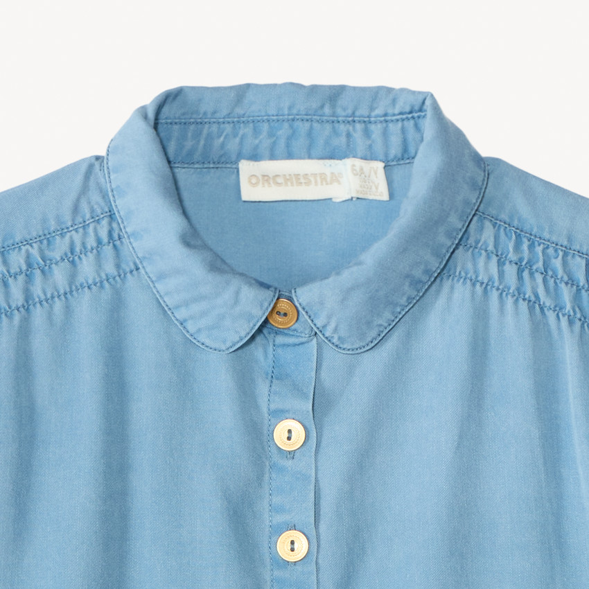 Korte mouwen blouse met gesmokte schouders en bloemen in corduroy voor meisjes 
