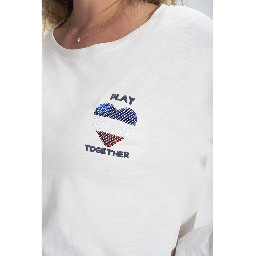 T-shirt voor volwassenen met lange mouwen en pailletten 