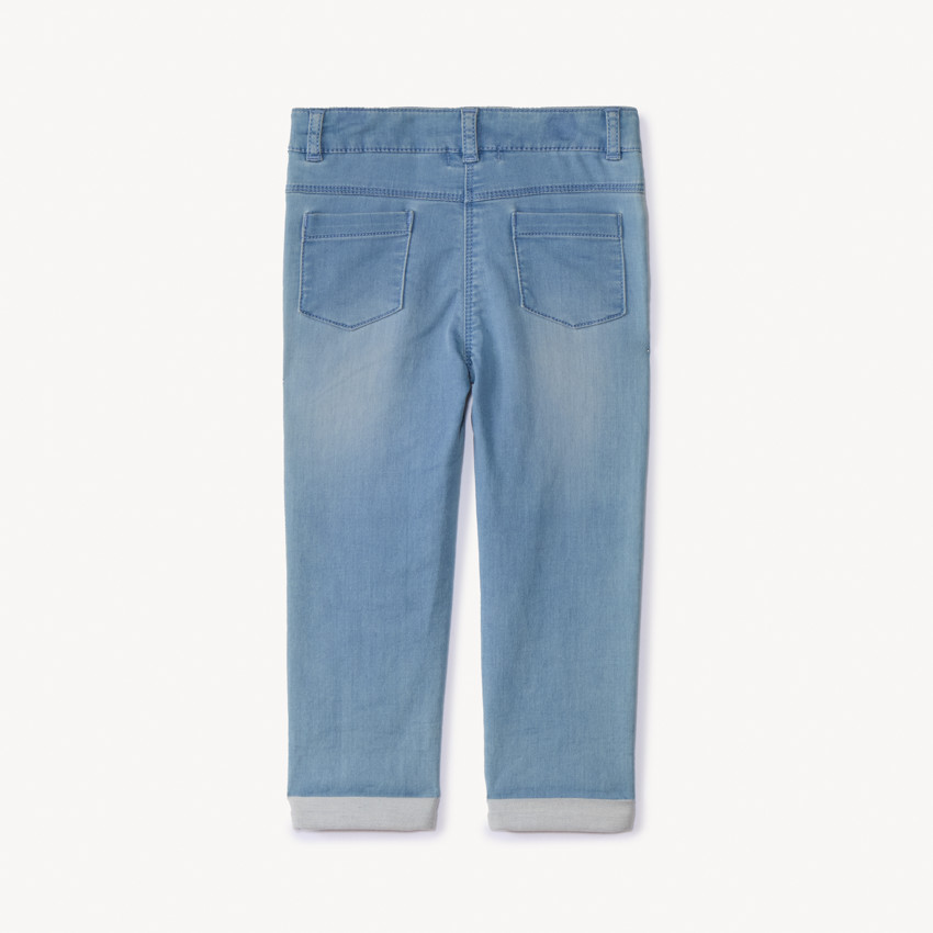 Jean slim broderies cœurs dorés pour bébé fille 