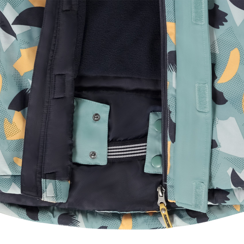 Blouson de ski à capuche amovible imprimé graphique pour garçon 