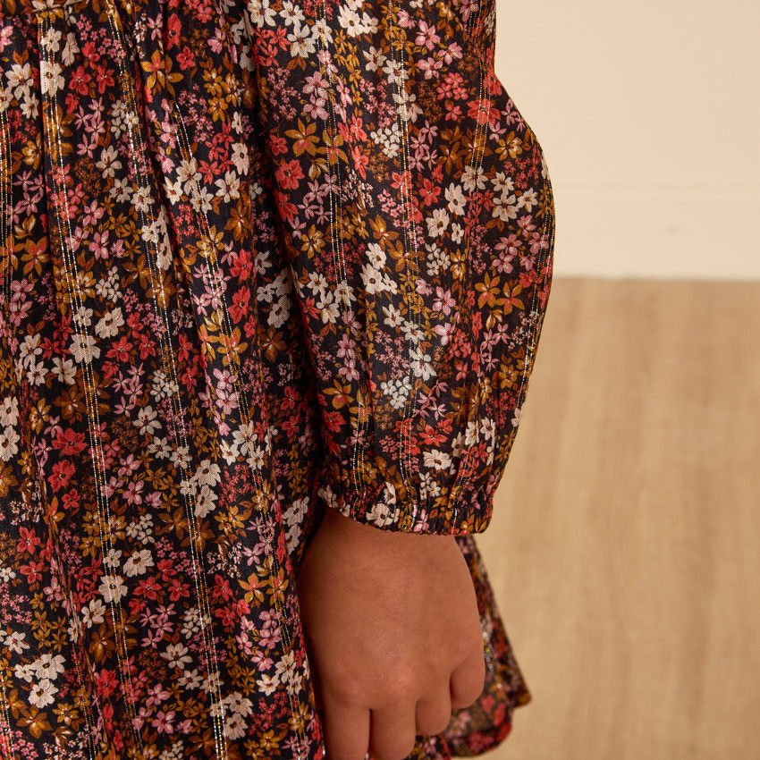 Lange mouwen jurk met schoudervolant voor meisjes 