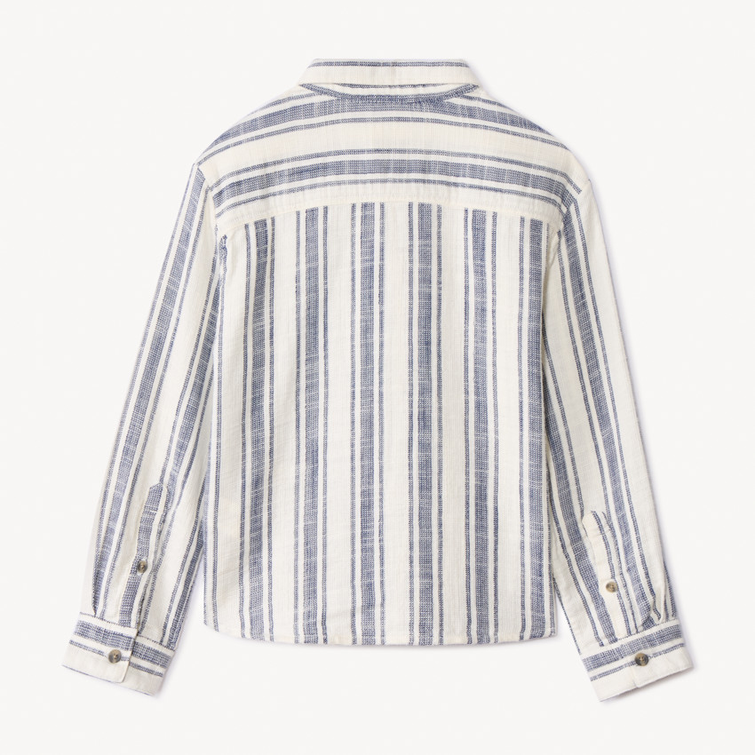 Gestreept overhemd met grote zak voor jongens 