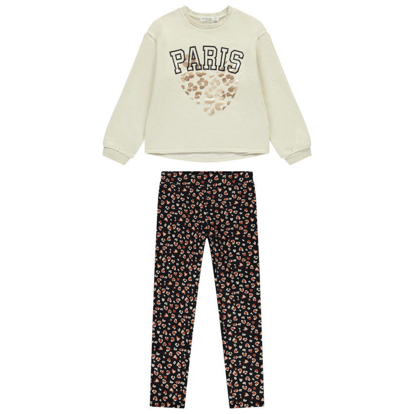 Jogging set met fantasie + sherpa gevoerd sweatshirt voor meisjes 