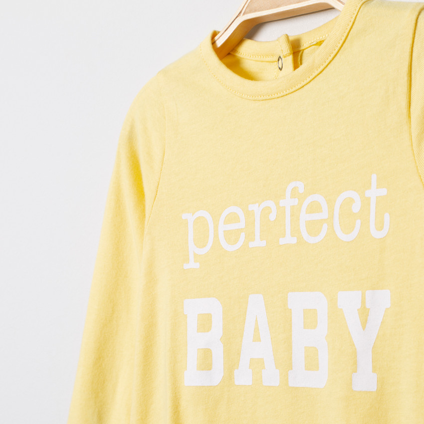 Effen onesie van jersey met tekstprint 