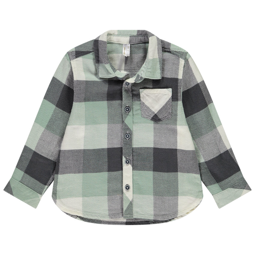 Baby jongens hemd met lange mouwen en ruitjes 