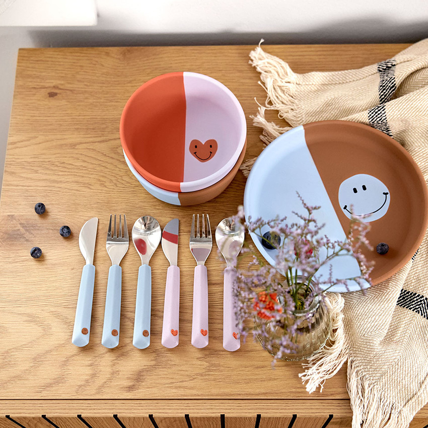 Set de 3 couverts enfants Happy Rascals Heart Lavender 