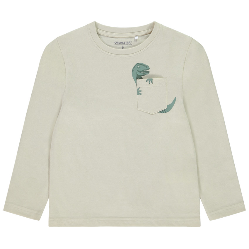 Lange mouwen T-shirt met dierenprint en zak voor jongens 