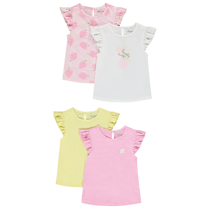 Set van 4 t-shirts met pofmouwen voor baby meisjes 