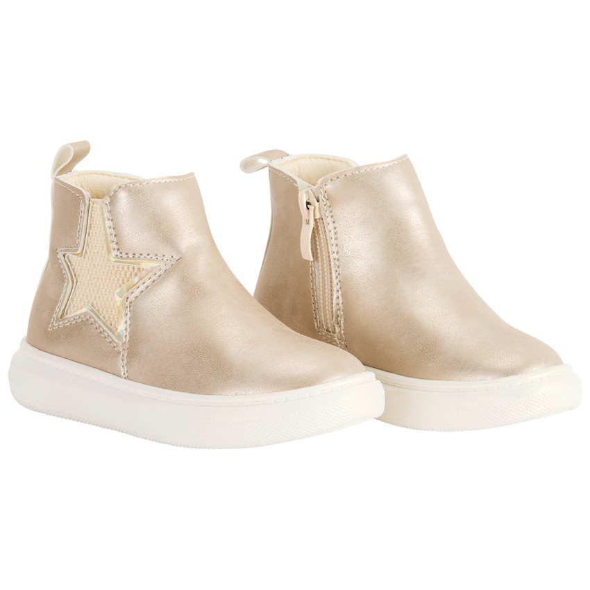 Bottillons dorés à étoile élastiquée pour bébé fille 