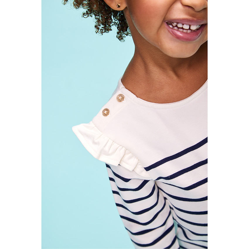 T-shirt manches longues style marinière en jersey fantaisie pour bébé fille 