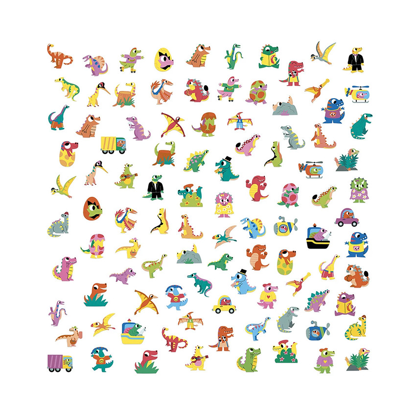 Pochette de 100 gommettes Dinosaures 