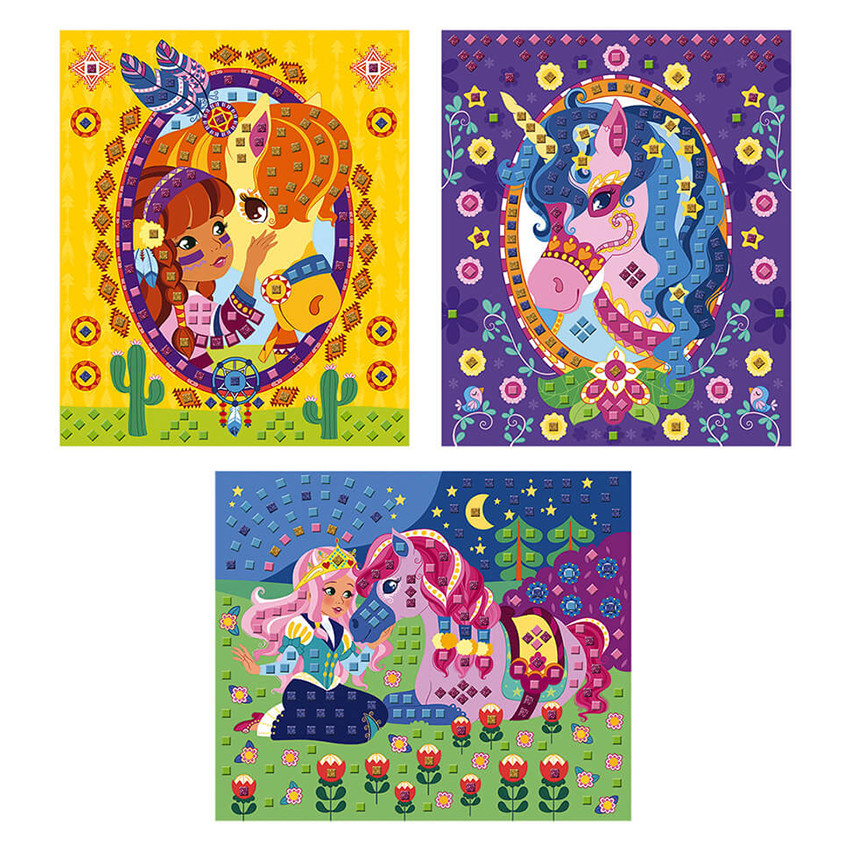 Set Créatif Mosaïques en Mousse Poneys et Licornes 