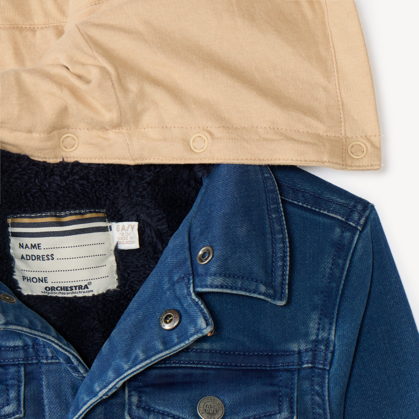 Veste jean doublée en sherpa avec capuche amovible garçon 