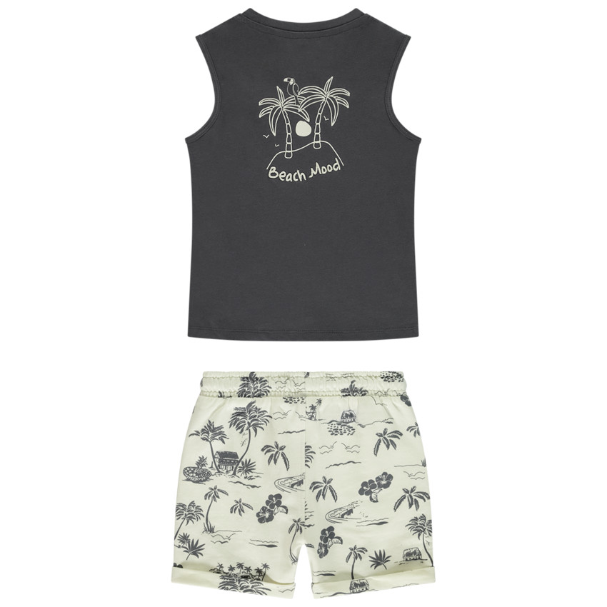 Tweedelig set met bedrukte bermuda voor baby jongen 