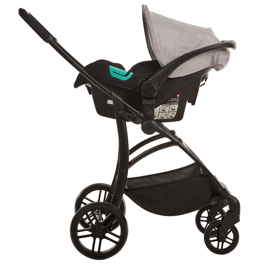 Poussette trio combinée avec siège-auto et couffin gris chiné/noir 