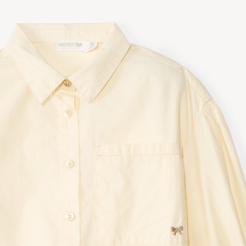 Chemise manches longues bouffantes unie pour fille 