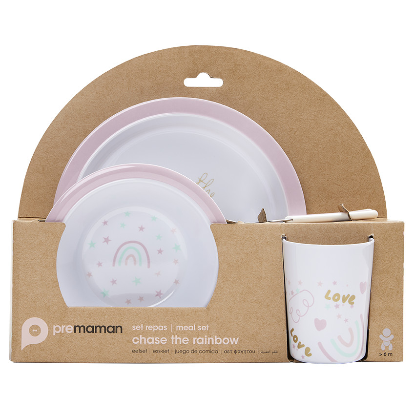 Koffer maaltijdset van 5 stukken in melamine The Rainbow 