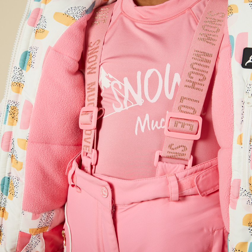 Blouson de ski à capuche amovible et imprimé graphique pour fille 