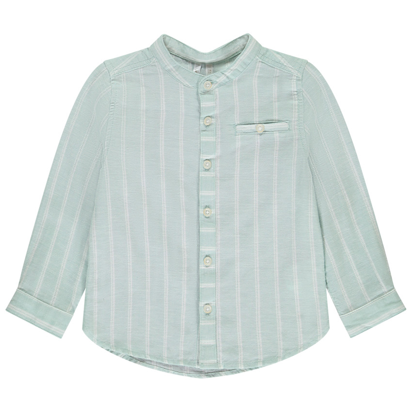 Chemise manches longues rayée à col mao pour bébé garçon 