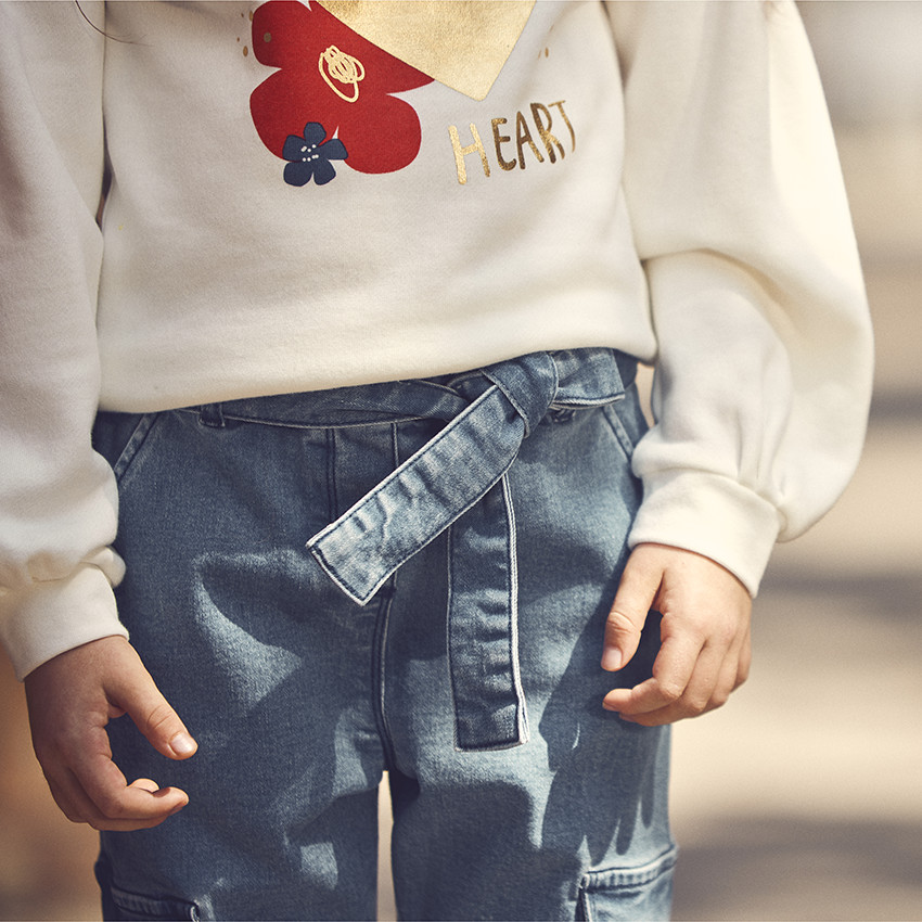 Sweat oversize en molleton printé et brodé pour fille 