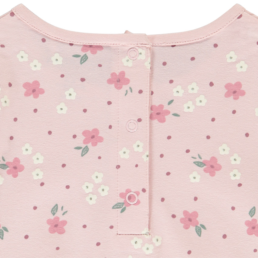 Pyjama 2 pièces imprimé fleurs pour bébé fille avec finitions différentes selon l'âge 