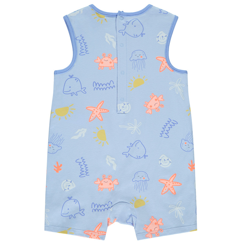 Set van 2 korte jumpsuits met onderwatermotieven voor baby jongen 