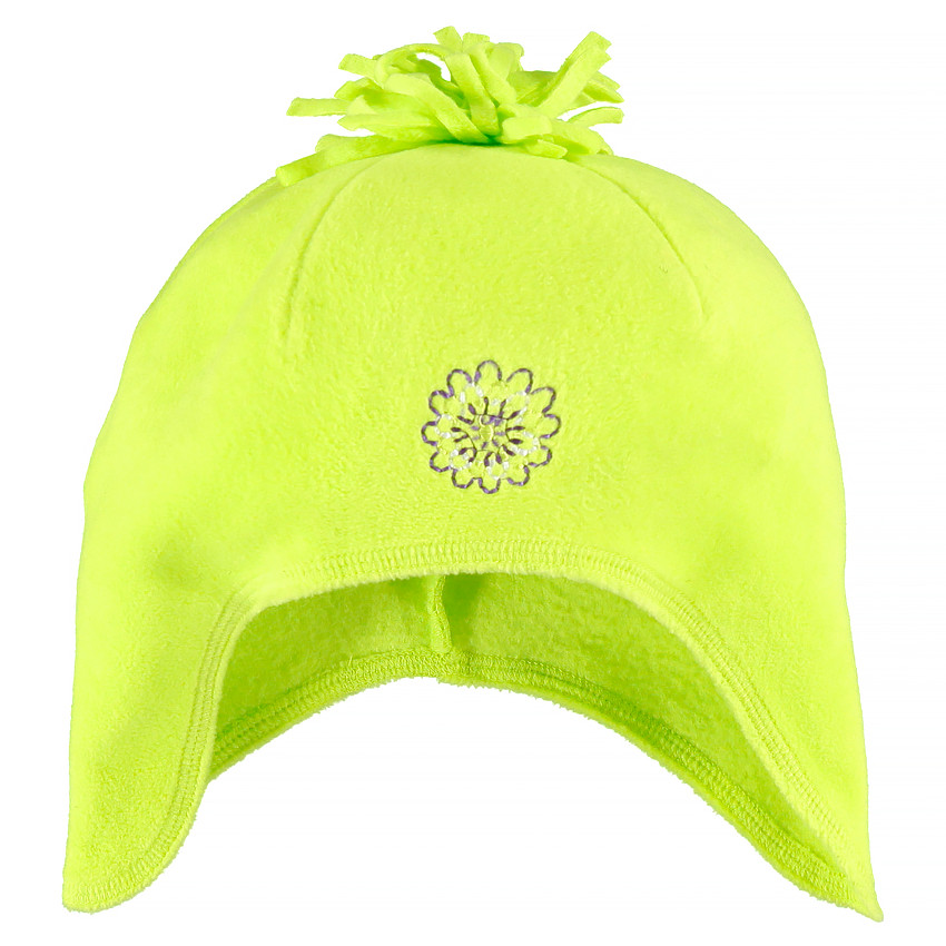Bonnet cache-oreilles micropolaire avec pompon et broderie 