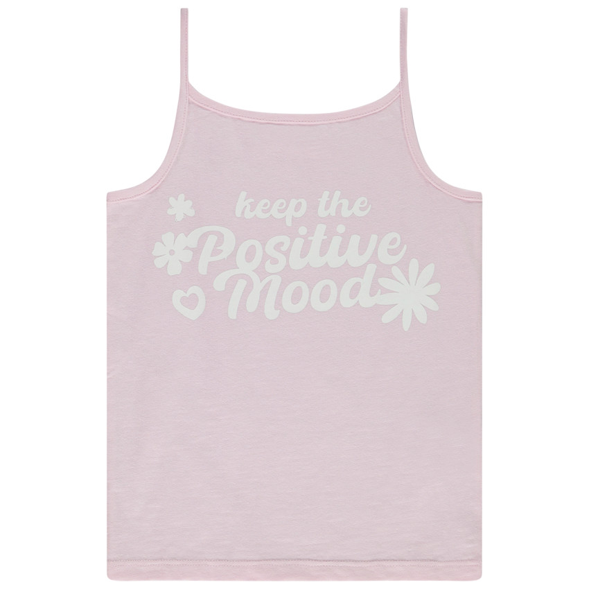 Mouwloos top in jersey slub met fantasieprint voor meisjes 