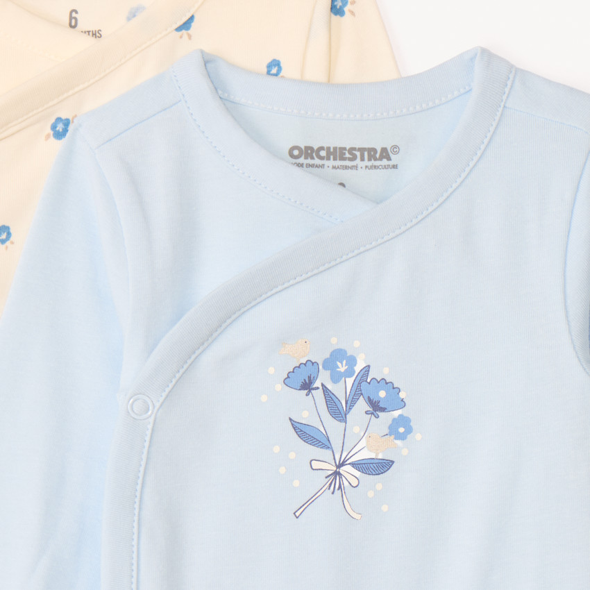 Lot de 5 bodies manches longues fantaisie pour bébé fille avec ouvertures différentes selon l'âge 