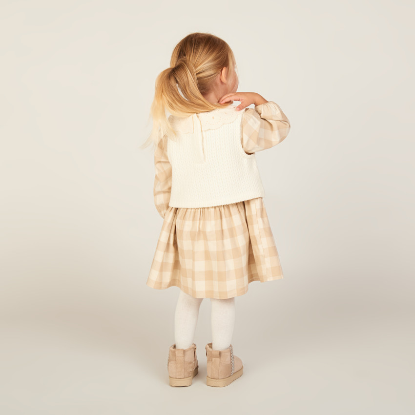 Ensemble 2 pièces avec robe à carreaux pour bébé fille 